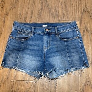 Old Navy Frayed Hem Denim Boyfriend Shorts - Blue Wash